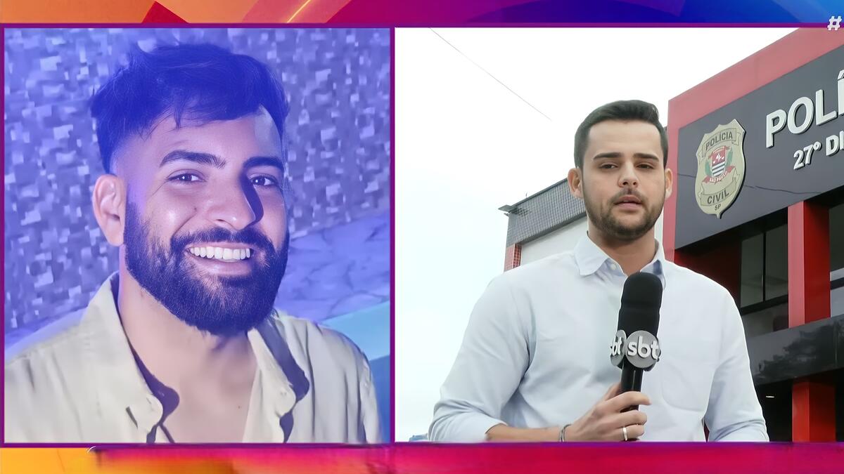 Lucas Carvalho ao vivo em frente a uma delegacia no Tá na Hora falando sobre o caso do Fenol