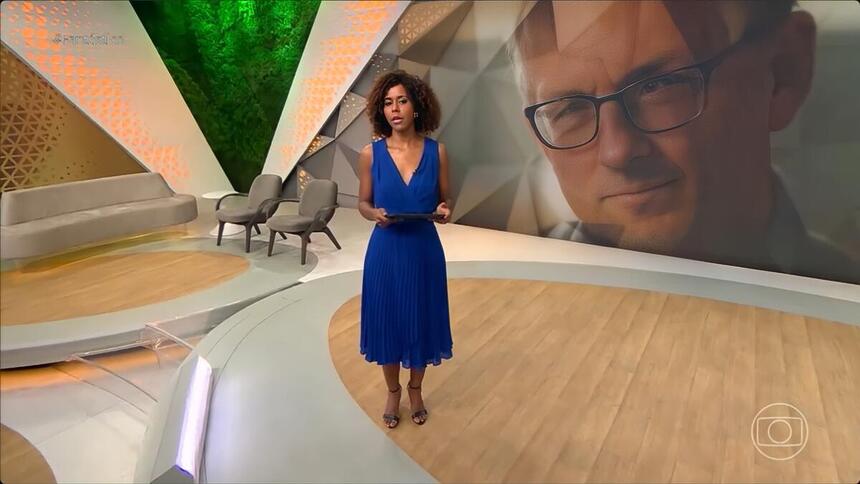 Imagem de Michael Mosley no telão do Fantástico