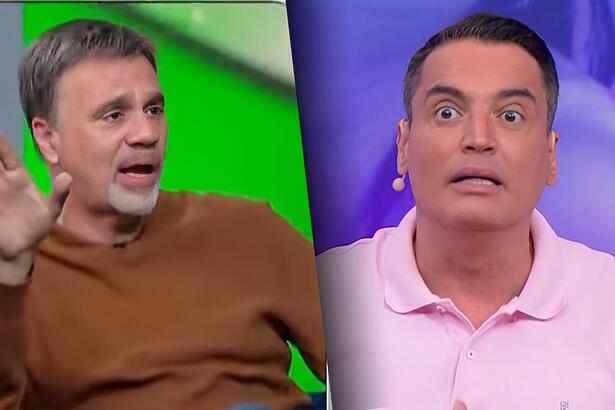 Mauro Beting com a boca aberta detonando Leo Dias no SBT