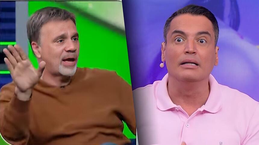 Mauro Beting com a boca aberta detonando Leo Dias no SBT