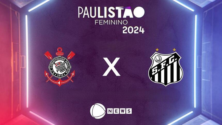 Logo do Corinthians e Santos na transmissão do Paulistão Feminino 2024