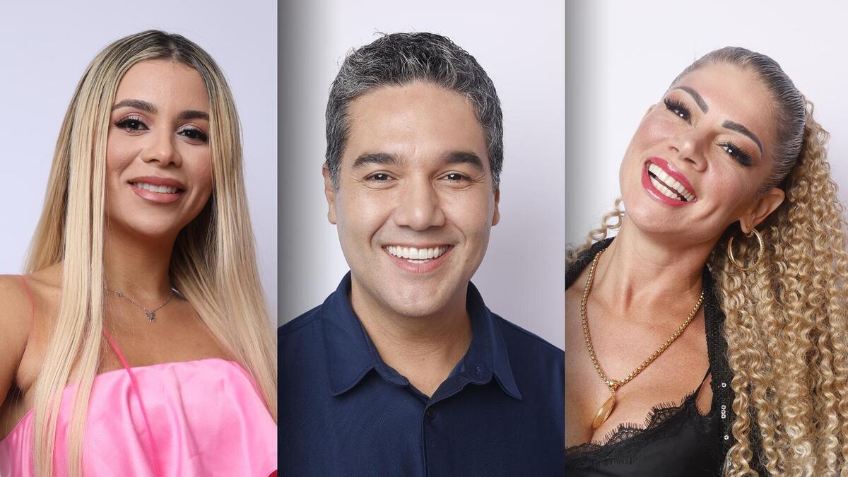 Taty Pink, Fernando Sampaio e Catia Paganote em montagem de Zona de Risco da Mansão do A Grande Conquista 2