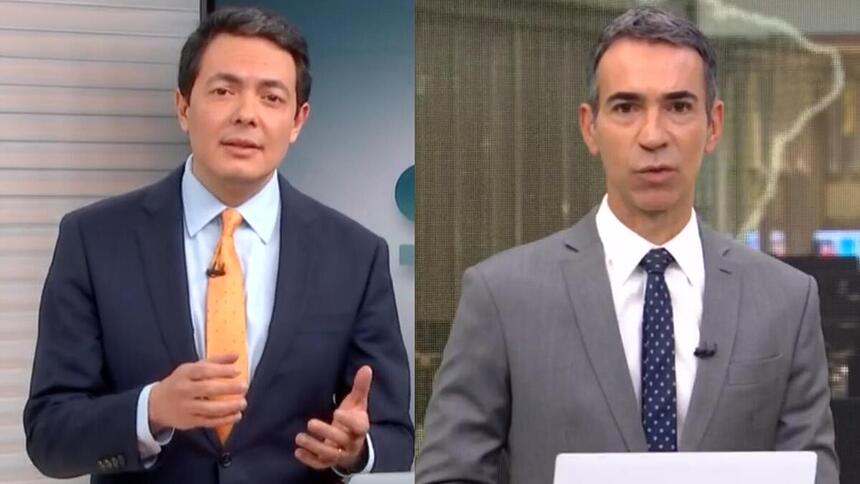 Alan Severiano e Cesar Tralli em montagem no SP1 e Jornal Hoje, respectivamente