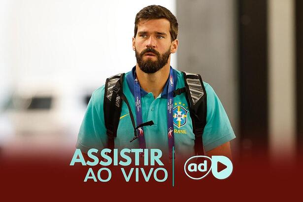 Alisson Becker na arte onde assistir ao jogo Brasil x Colômbia, pela Copa América