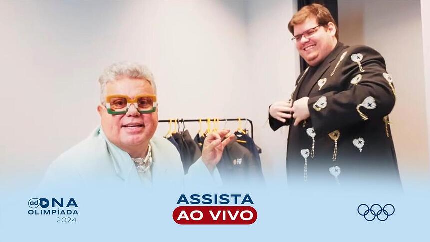 Milton Cunha e Cazé na arte onde assistir a Cerimônia de Abertura da Olimpíada