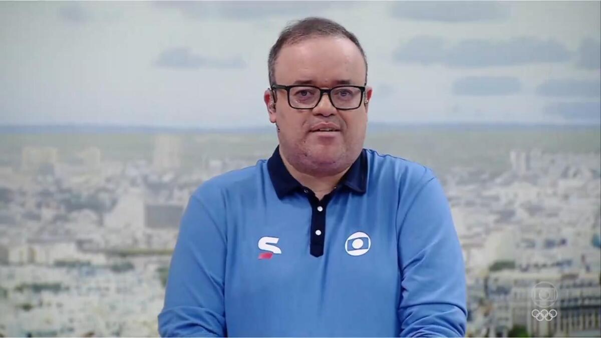 Everaldo Marques durante transmissão da Olimpíada na TV Globo