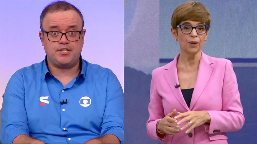 Everaldo Marques e Renata Lo Prete em uma montagem no Jornal da Globo