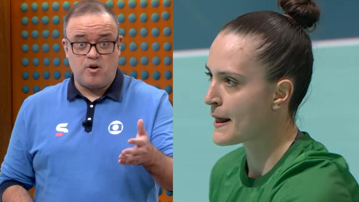 Everaldo Marques e a goleira Gabi em uma montagem
