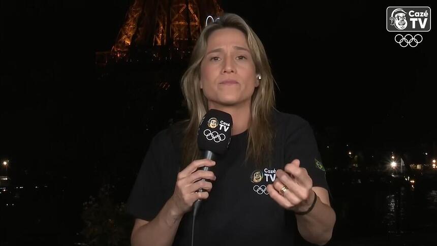 Fernanda Gentil, durante a cobertura da Olimpíada 2024 na CazéTV