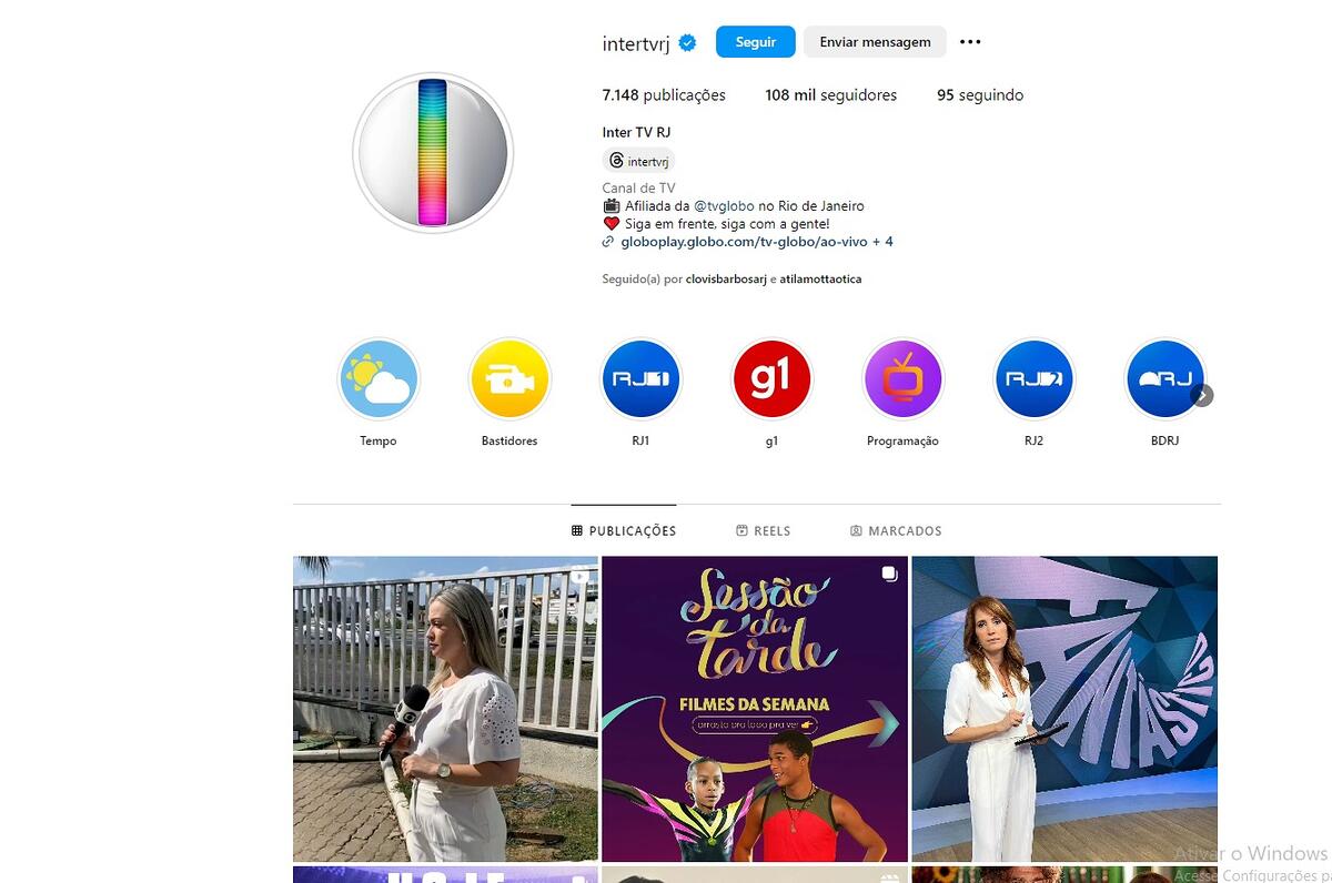 Print do perfil da InterTV com o vídeo de piada racista no Instagram