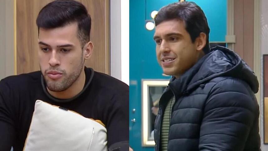 Kaio e Hadad em uma montagem na enquete na final de A Grande Conquista