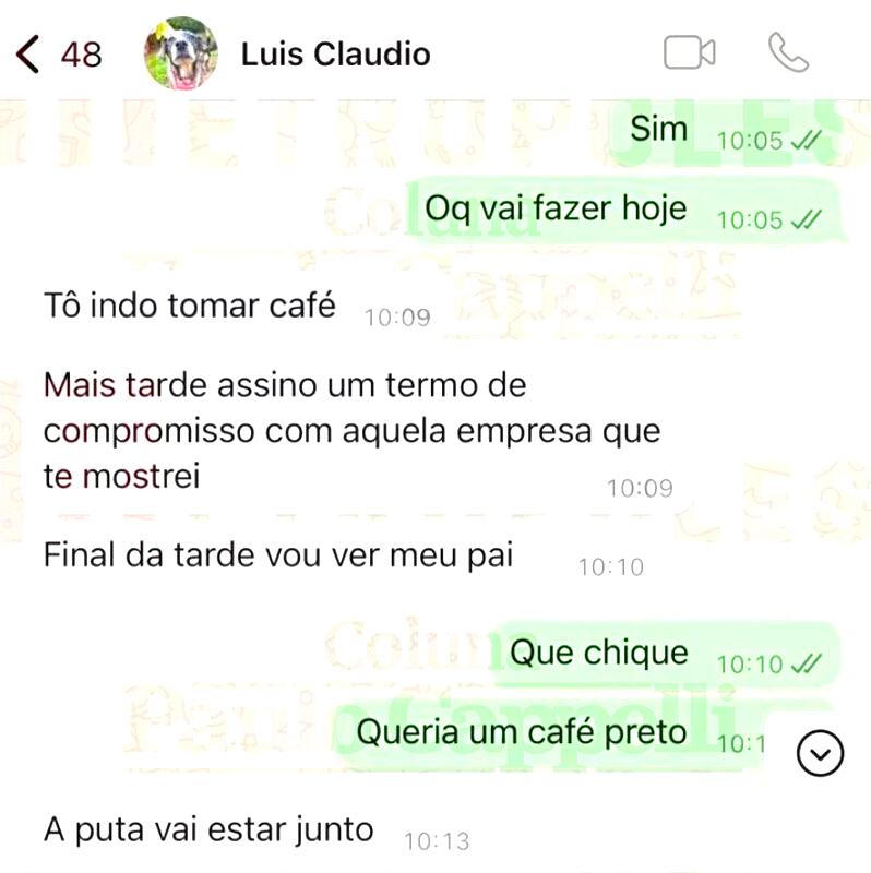 Conversa do filho de Lula em um WhatsApp