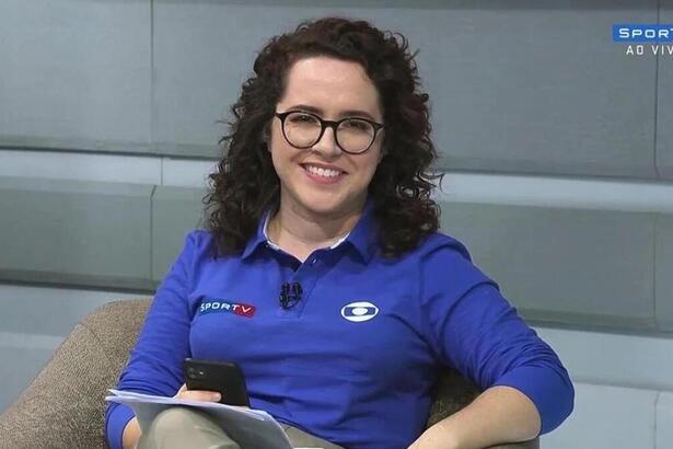 Natália Lara em trecho de transmissão no SporTV