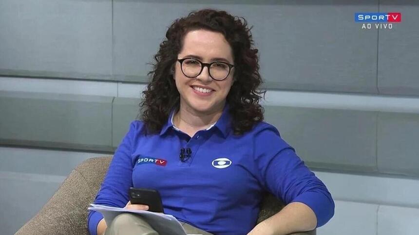 Natália Lara em trecho de transmissão no SporTV