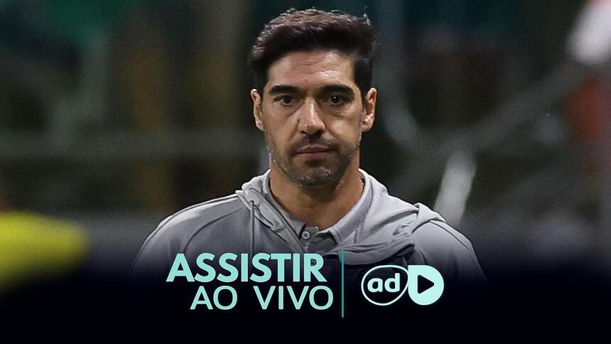 Abel Ferreira na arte onde assistir ao jogo Palmeiras x Corinthians, pelo Brasileirão