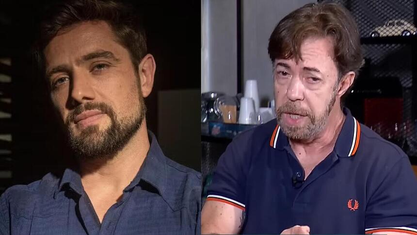 Rafael Cardoso e idoso agredido em uma montagem