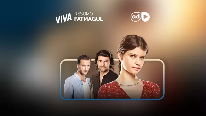 Protagonistas da novela Fatmagul na arte do resumo da novela no canal VIVA