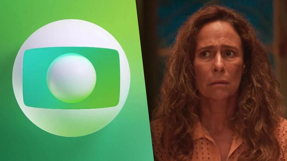 Logo verde do Futebol na TV Globo em montagem com Zefa Leonel em cena de No Rancho Fundo
