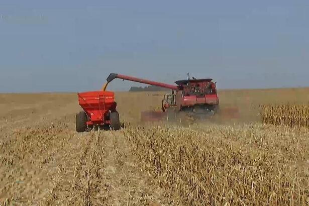 Caminhão no meio de uma lavoura em reportagem especial do Globo Rural