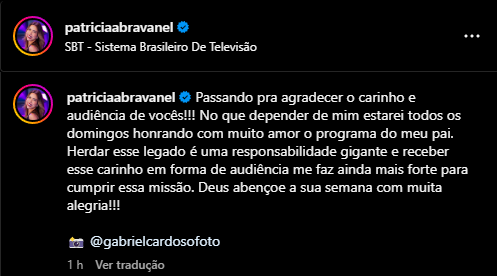 Comentário de Patricia Abravanel