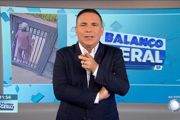 Reinaldo Gottino apresentando o Balanço Geral SP na RECORD após apagão cibernético