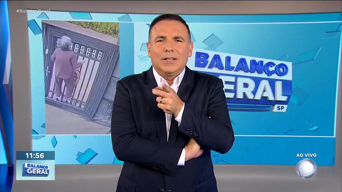 Reinaldo Gottino apresentando o Balanço Geral SP na RECORD após apagão cibernético