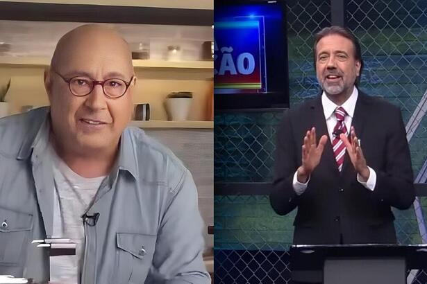 Woody Cruz em montagem ao lado de Jorge Lordello, que apresenta o programa policial Hora de Ação na RedeTV!