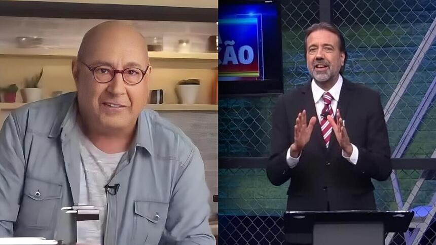 Woody Cruz em montagem ao lado de Jorge Lordello, que apresenta o programa policial Hora de Ação na RedeTV!