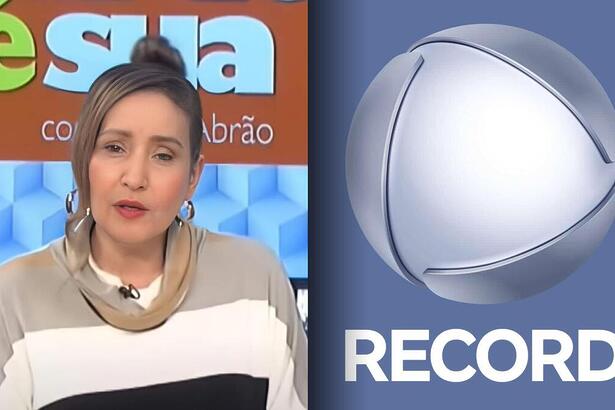 Montagem de Sonia Abrao ao lado do logo da RECORD