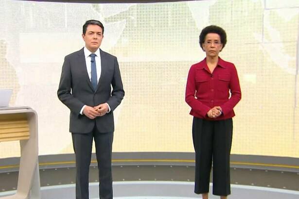 Alan Severiano e Zileide Silva no estúdio do Jornal Hoje