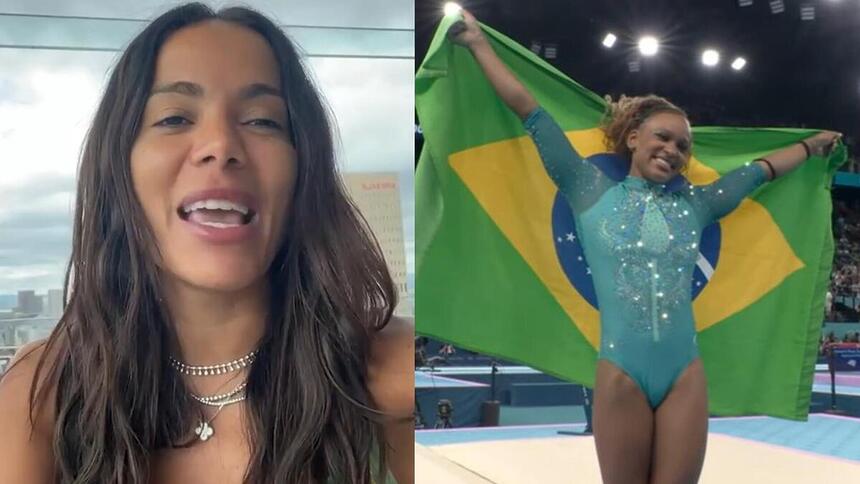 Anitta e Rebeca Andrade em uma montagem