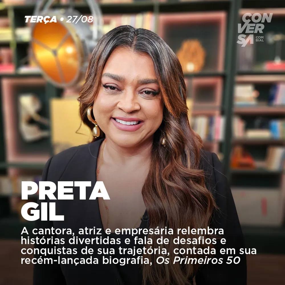 Preta Gil na arte de divulgação do Conversa com Bial nas redes sociais