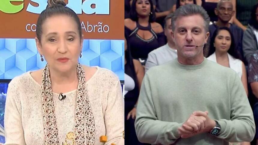 Sonia Abrão e Luciano Huck em uma montagem