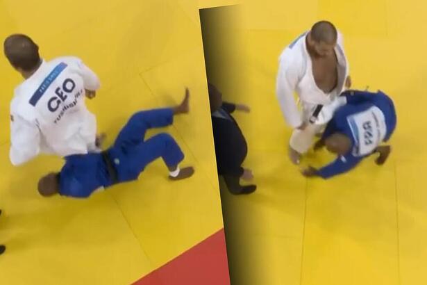 Teddy Riner e Guram Tushishvili em trechos da treta no judô da Olimpíada