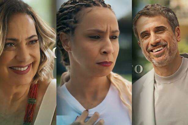 Eliane Giardini, Thalita Carauta e Eriberto Leão em nova chamada da novela Mania de Você