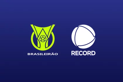 Logo do Brasileira e da RECORD juntos em uma arte azul