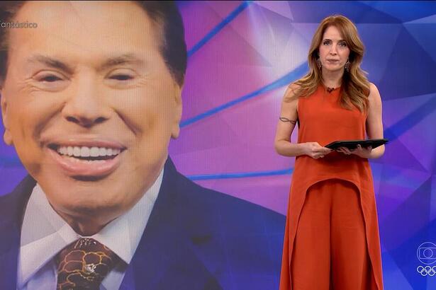 Rosto de Silvio Santos no telão do Fantástico