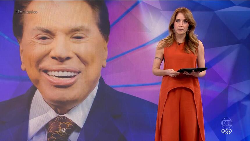 Rosto de Silvio Santos no telão do Fantástico