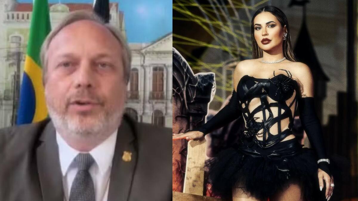 Delegado Renato Rocha e Deolane Bezerra em uma montagem