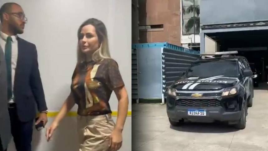 Deolane sai do Fórum carregada por policiais