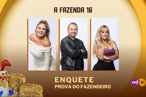 Flor, Zé Love e Vivi Fernandez na arte da enquete de A Fazenda 16