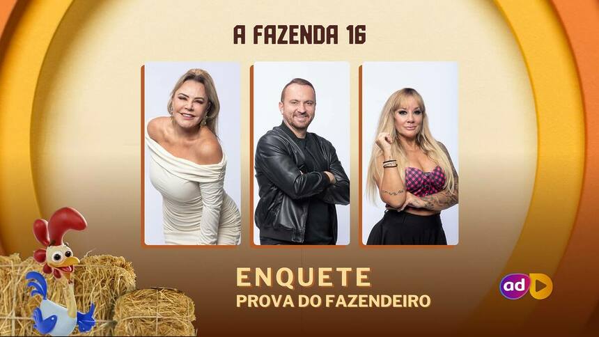 Flor, Zé Love e Vivi Fernandez na arte da enquete de A Fazenda 16