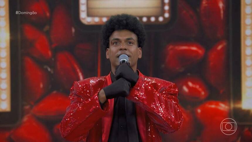 Marcello Melo Jr vestido de The Weeknd na Batalha do Lip Sync