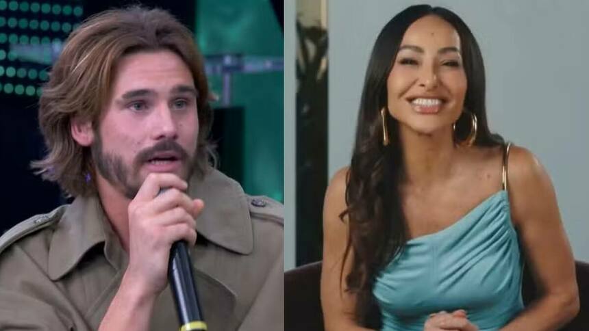 Nicolas Prattes e Sabrina Sato em uma montagem no Domingão