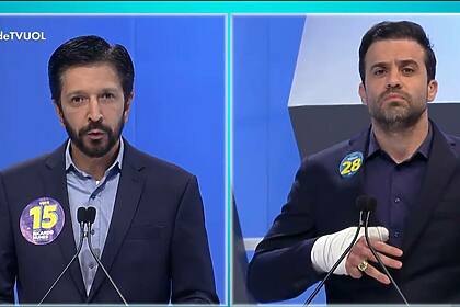 Nunes e Marçal em trecho do debate na RedeTV!