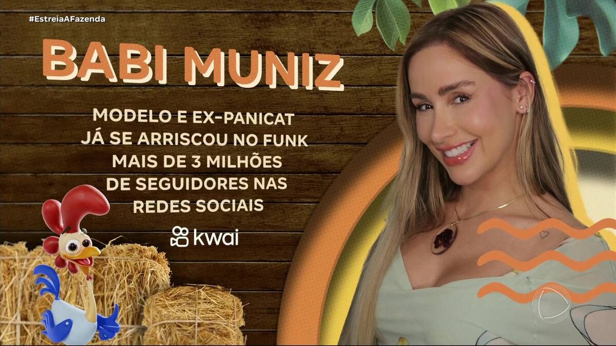 Babi Muniz sorrindo em arte de A Fazenda