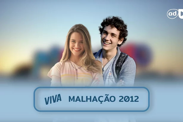 Protagonistas da novela Malhação 2012 na arte do resumo da novela no canal VIVA