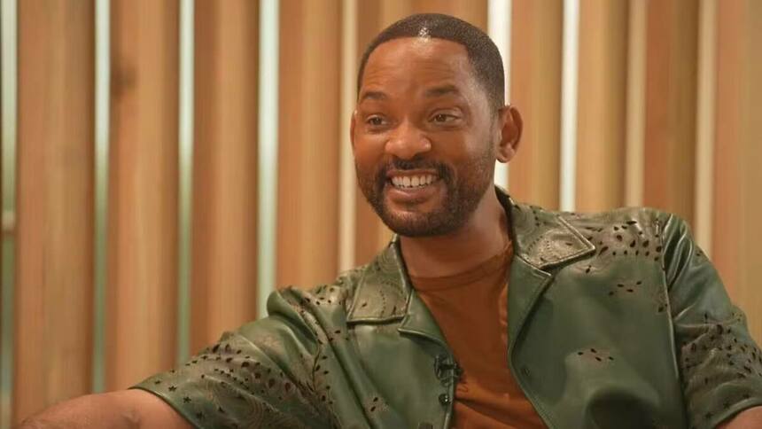 Will Smith sorridente, em trecho da entrevista ao Fantástico