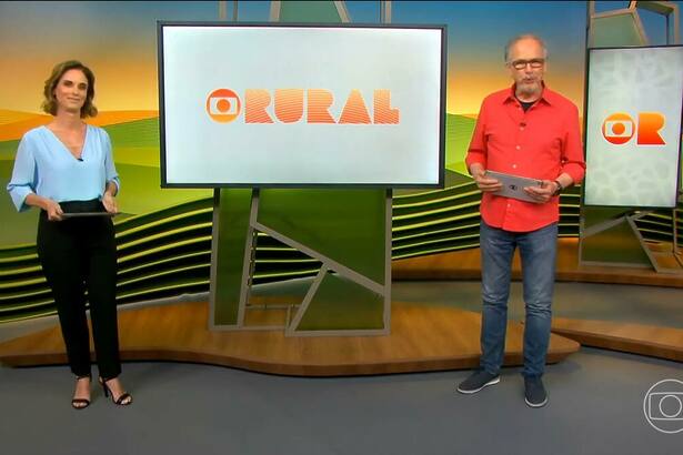 Helen Martins e Nélson Araújo no cenário do Globo Rural