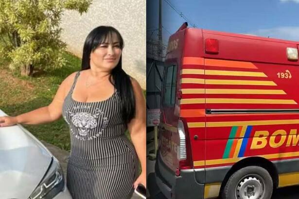 Mãe de Deolane ao lado de um carro de luxo e uma ambulância do Corpo de Bombeiros